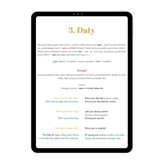 Wietnamski na start cz. 5 e-book daty w wietnamskim, nauka wietnamskiej gramatyki, wietnamski od podstaw