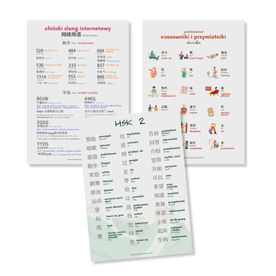 Wkładki język chiński, plansze do nauki chińskiego, nauka języka chińskiego, słówka chińskie, wkładki do nauki chińskiego