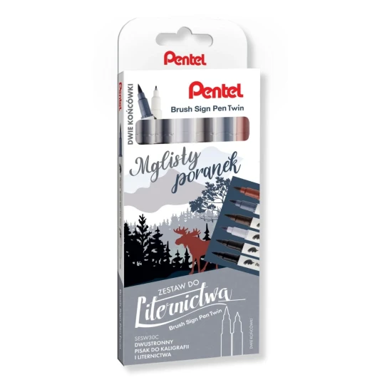 Dwustronne brushpeny do kaligrafii i liternictwa,  Zestaw kolorowych brushpenów - Mglisty poranek