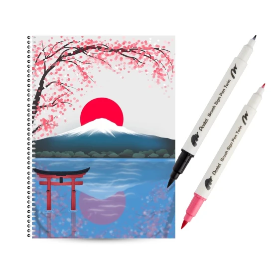 Dwustronne brushpeny do kaligrafii + zeszyt Widoczek
