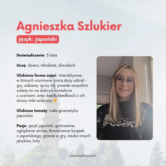Lekcje indywidualne - Agnieszka: lekcje japońskiego, , korepetycje z języków azjatyckich