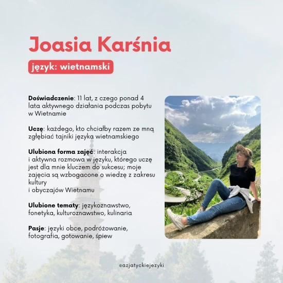 Lekcje indywidualne - Joanna: lekcje wietnamskiego, korepetycje z języków azjatyckich