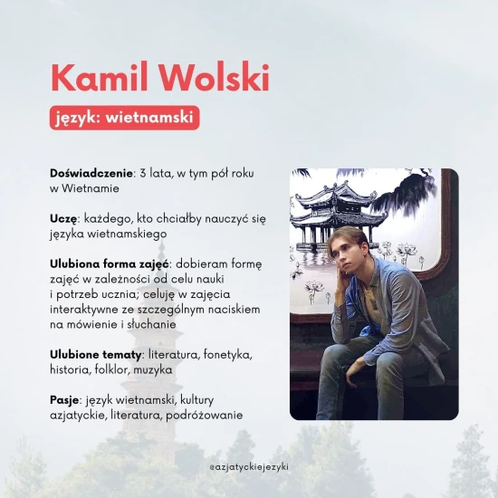 Lekcje indywidualne - Kamil: lekcje wietnamskiego, korepetycje z języków azjatyckich