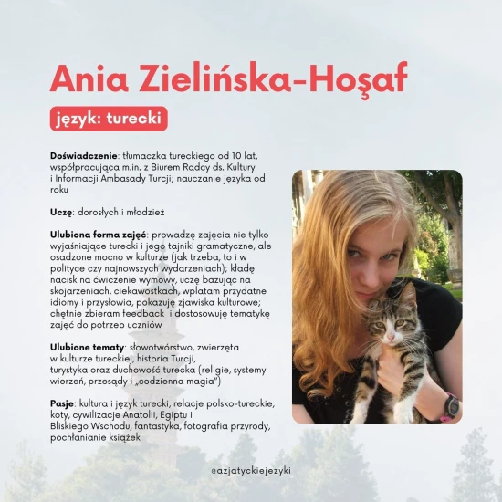 Lekcje indywidualne - Ania: lekcje tureckiego, korepetycje z języków azjatyckich