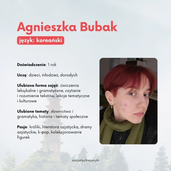 Lekcje 1 na 1 - Agnieszka: lekcje koreańskiego, korepetycje z języków azjatyckich