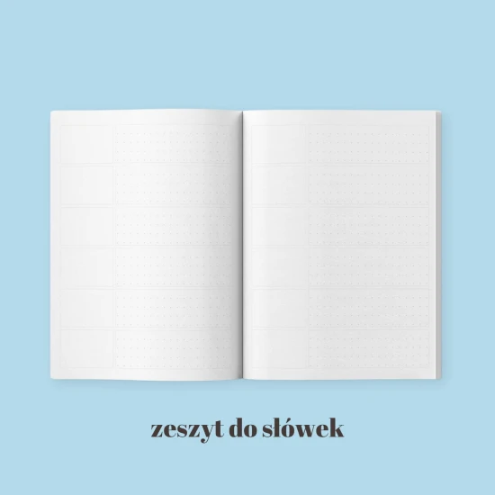 Smok z sakurami, zeszyt do słówek - wnętrze, zeszyt do słówek azjatyckich, zeszyt z azjatycki motywem, pisanie po azjatycku