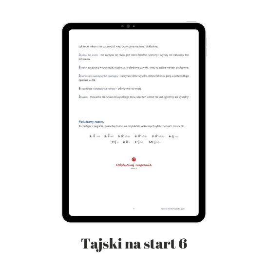 Tajski na start 6 e-book przykładowa zawartość, nauka wietnamskiej wymowy i gramatyki
