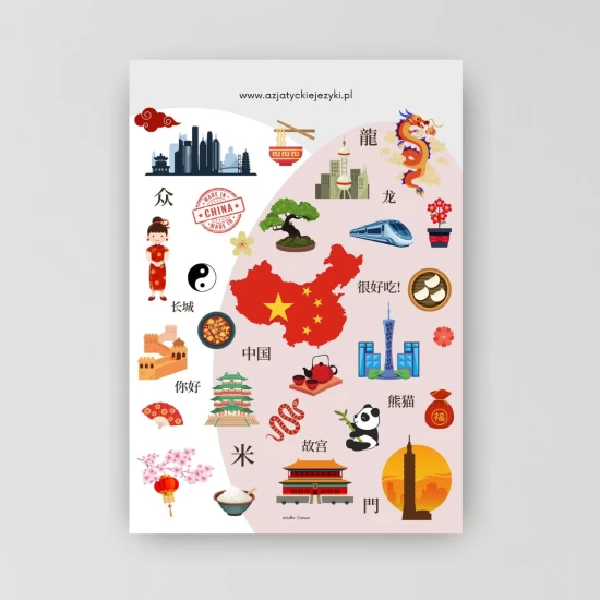Naklejki Chiny, chińskie naklejki, naklejki z chińskim motywem