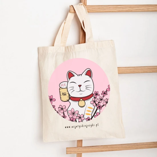 torba maneki, japońska torba maneki, azjatycka torba na zakupy maneki neko, azjatycka torba z kotkiem