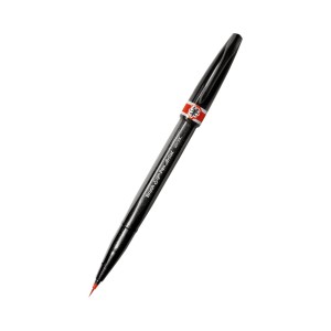 Precyzyjny brushpen z pędzelkiem do kaligrafii i liternictwa - czerwony