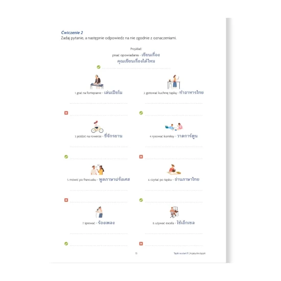 Przykłady zadań pozycji Tajski na start do utrwalania wiedzy
