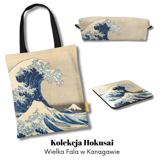 Kolekcja Hokusai Wielka fala w Kanagawie - piórnik, podkładka, torba
