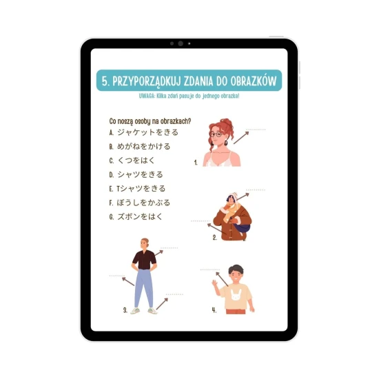 E-book Ciało i ubrania - Japoński dla dzieci zadania autorskie, nauka japońskiego dla dzieci