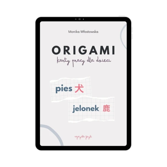 Karty pracy Origami - pies i jelonek okładka e-booka, ćwiczenia z japońskiego