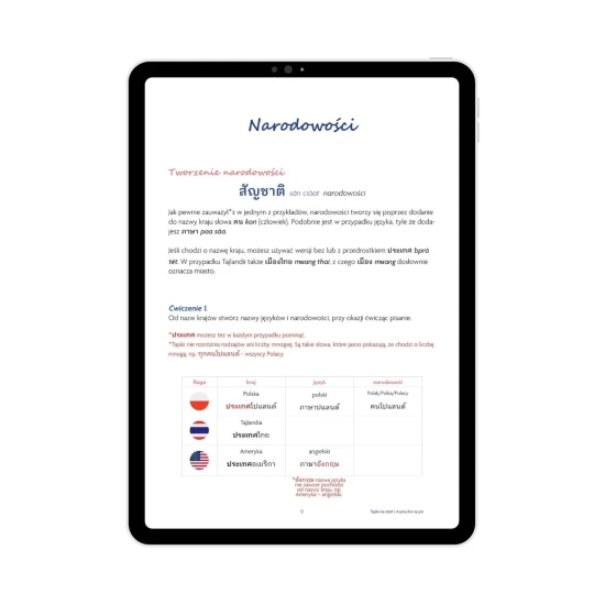 Tajski na start cz. 1 e-book przykładowa strona, nauka tajskiego dla początkujących