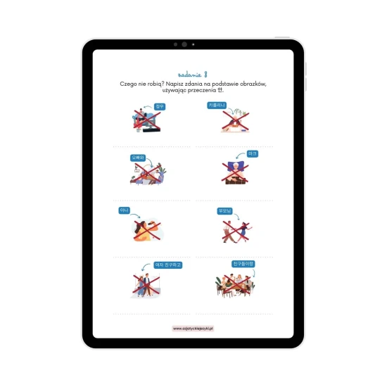 Koreański na start cz.4 e-book przykładowe zadania, koreański dla początkujących, koreańska gramatyka