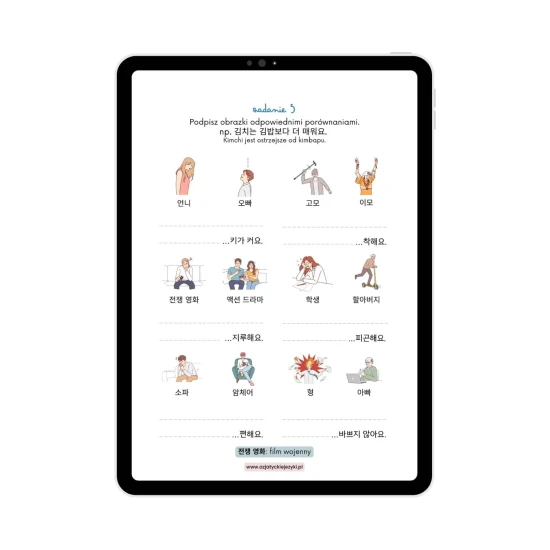 Koreański na start cz.7 e-book przykładowe zadania, koreański dla początkujących