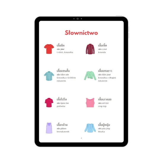 E-book tajski - Ubrania słownictwo, tajski od podstaw