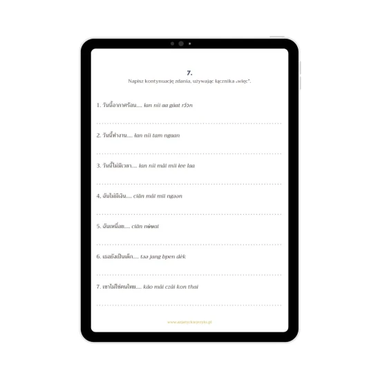 Ebook tajski z ćwiczeniami - funkcja i użycie ก็ przykłady, e-book do nauki tajskiego