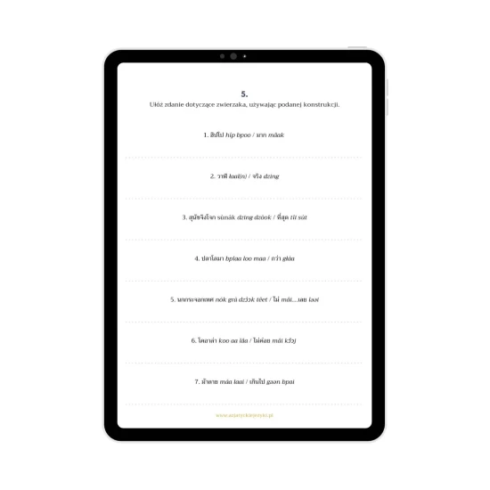 Ebook tajski z ćwiczeniami - słownictwo z kategorii zwierzęca symbolika przykładowe zadania