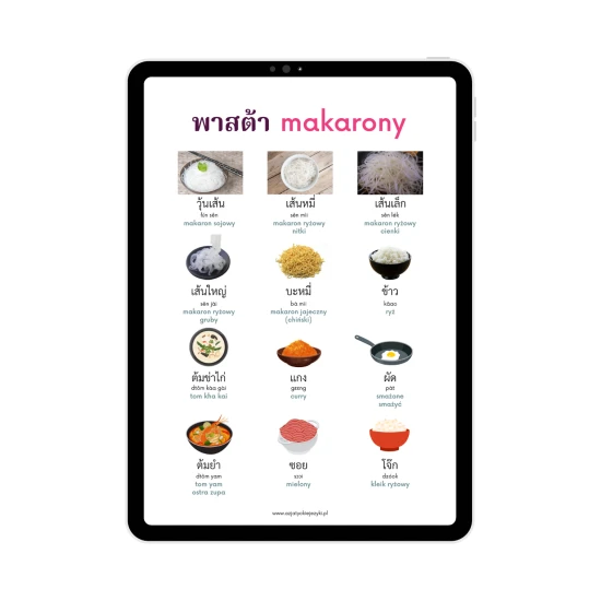 Mini ebook - kuchnia tajska przykładowa strona, tajskie słownictwo, tajski od podstaw