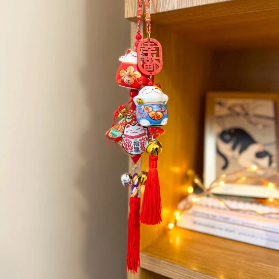 Zawieszka na szczęście Maneki Neko - Chiński Nowy Rok