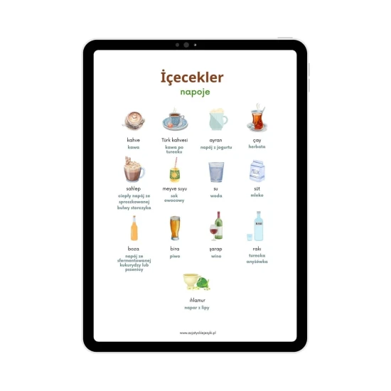 Mini ebook - kuchnia turecka przykładowa strona, tureckie słownictwo, turecki od podstaw