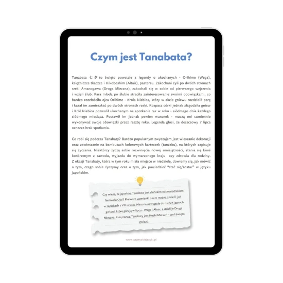 Tanabata Matsuri - Festiwal Gwiazd w Japonii opis święta Tanabata, e-book japoński ze słownictwem i czytanką