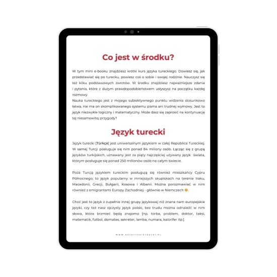 Mini ebook - Jak opowiadać o sobie po turecku, przykładowa strona