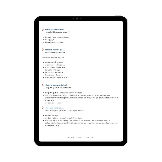 Mini ebook - Jak opowiadać o sobie po turecku podstawowe zwroty, turecki dla początkujących