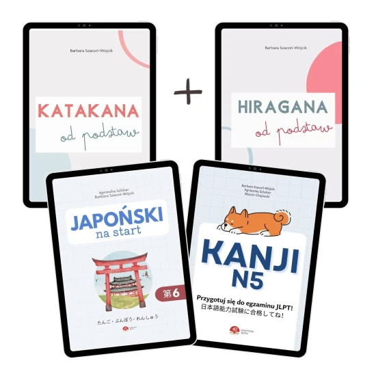 Startuję z japońskim - zestaw e-booków Japoński na start + Hiragana od podstaw + Katakana od podstaw + Kanji N5.jpg