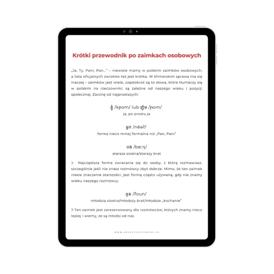 Mini ebook - Jak opowiadać o sobie po khmersku przewodnik po zaimkach, khmerski od podstaw