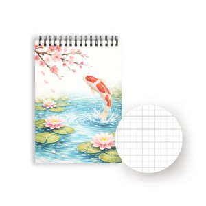 Zeszyt Karpie koi w japońskim stawie - kratka do kanji, hanzi, hangula