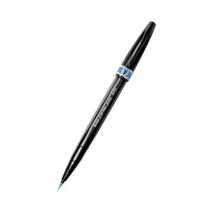 Precyzyjny brushpen z pędzelkiem do kaligrafii i liternictwa - błękitny
