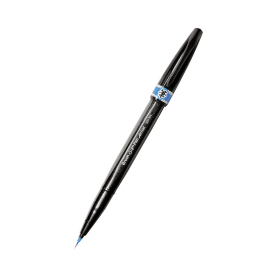 Precyzyjny brushpen z pędzelkiem do kaligrafii i liternictwa - błękitny