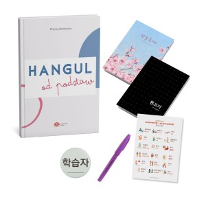 Zestaw : Hangul od podstaw + 2 zeszyty wongoji + Pakiet wkładek + przypinka + brushpen