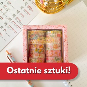 Taśma washi z kwiatowymi motywami - 12 rolek