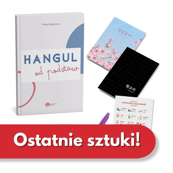 Zestaw : Hangul od podstaw + 2 zeszyty wongoji + Pakiet wkładek + przypinka + brushpen