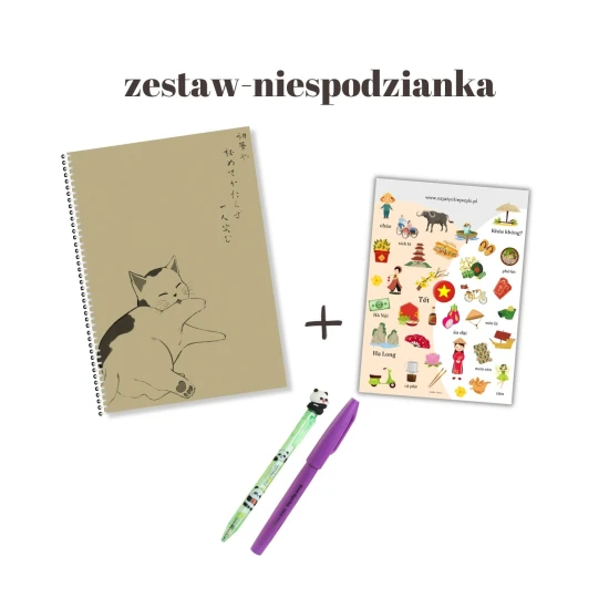 Blind zestaw - zestaw niespodzianka: zeszyt w kropki + brushpen + długopis + pakiet naklejek