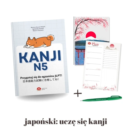 Zestaw japoński: Uczę się kanji - książka Kanji N5 i dodatki