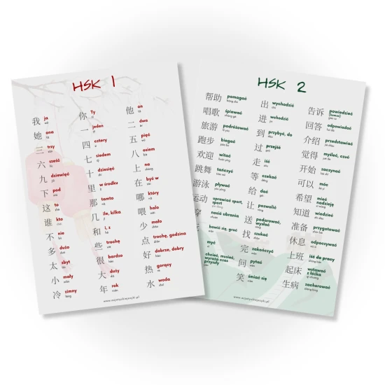 Wkładki HSK - znaki na HSK 1 + HSK 2