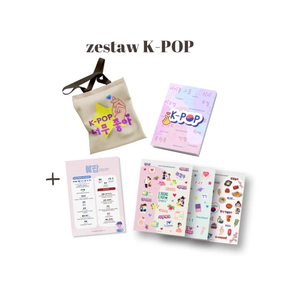 Zestaw k-pop: 2x torba + 2x zeszyt wongoji + akcesoria