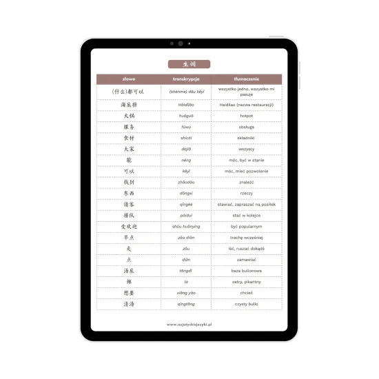 E-book chiński - Karty pracy HSK1 przykładowa strona