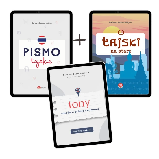 Zestaw e-book Pismo tajskie + e-book Tajski na start 0 + e-book Tajski - tony, zasady w piśmie