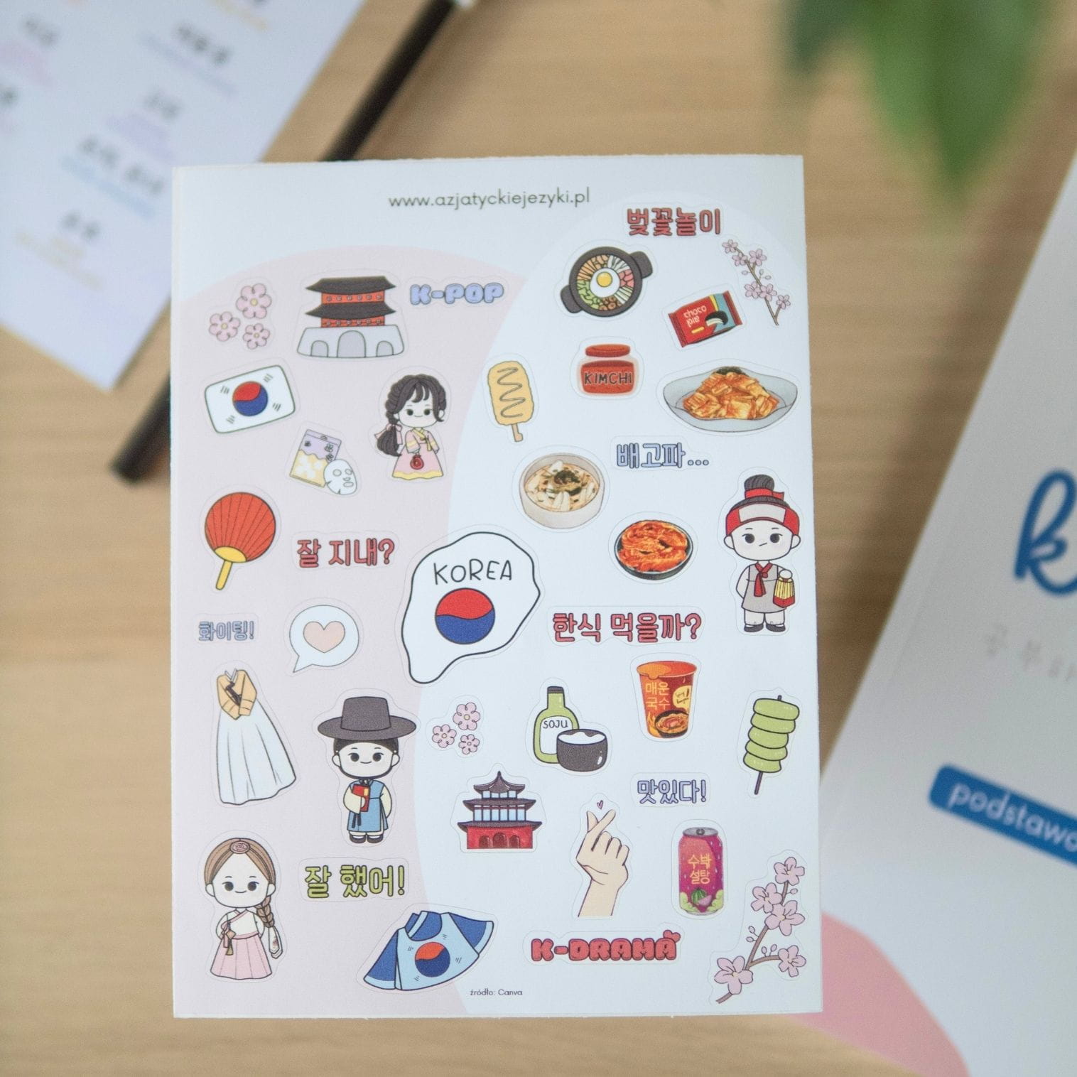 Naklejki Korea, koreańskie naklejki, naklejki z motywem koreańskim, kolorowe naklejki koreańskie