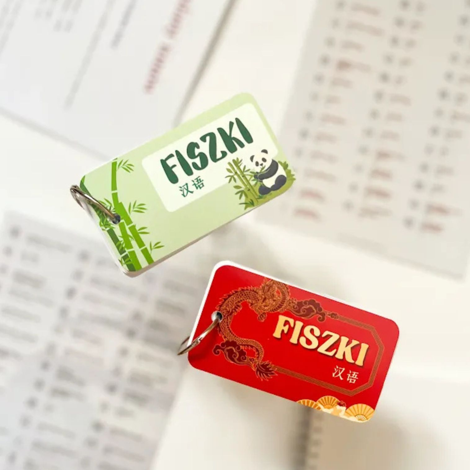 Chińskie fiszki na kółku + lista słówek