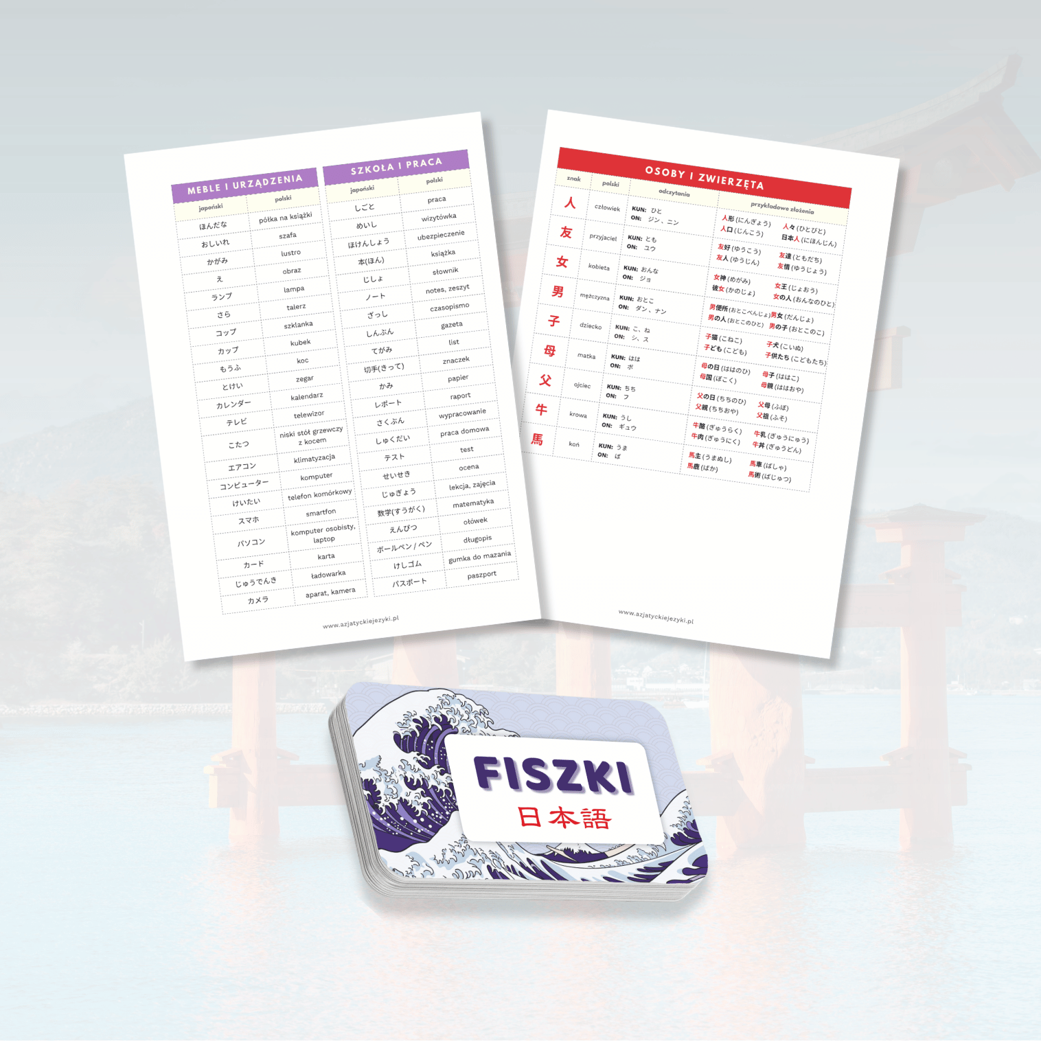 Pakiet japoński bloczki do fiszek na kole + lista słówek